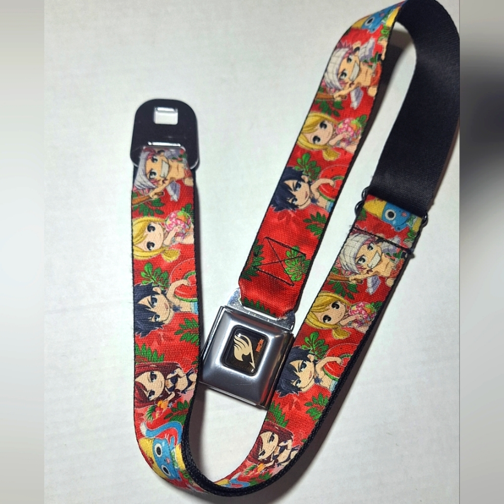 Fairy Tail 5 Chibi Faces Japanese Manga Seat Belt Buckle Belt Adjustable Adult